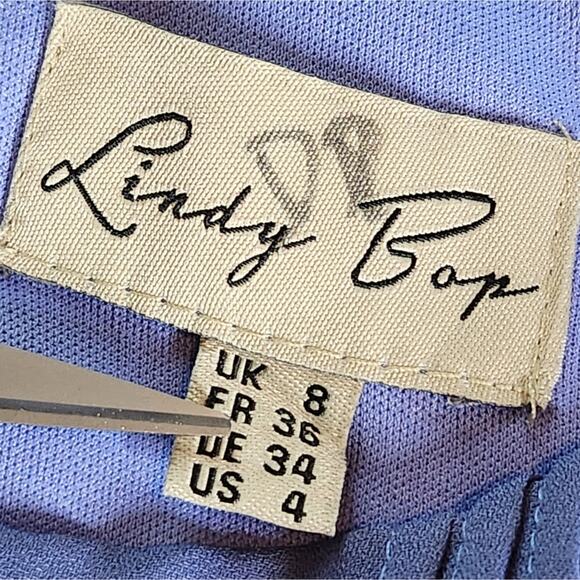 Lindy Bop Bretta tea dress midi blue chiffon size 4 NWT - Picture 4 of 8